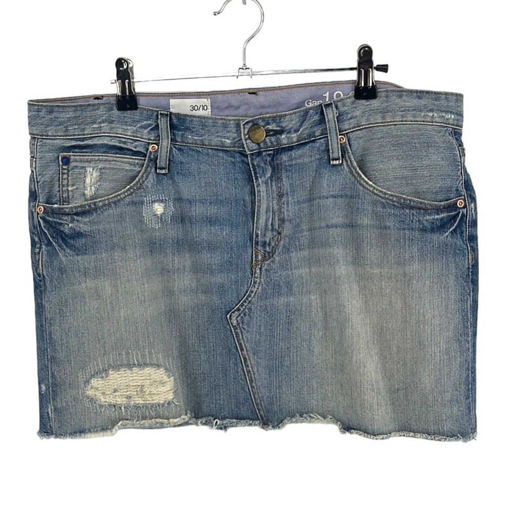 GAP Y2k Denim Raw Hem Mini Skirt